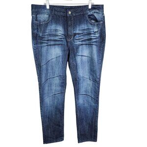 Womens NV Blue Denim Jeans Skinny Dark Wash Hi Rise Cotton Blend Stretch Size 22